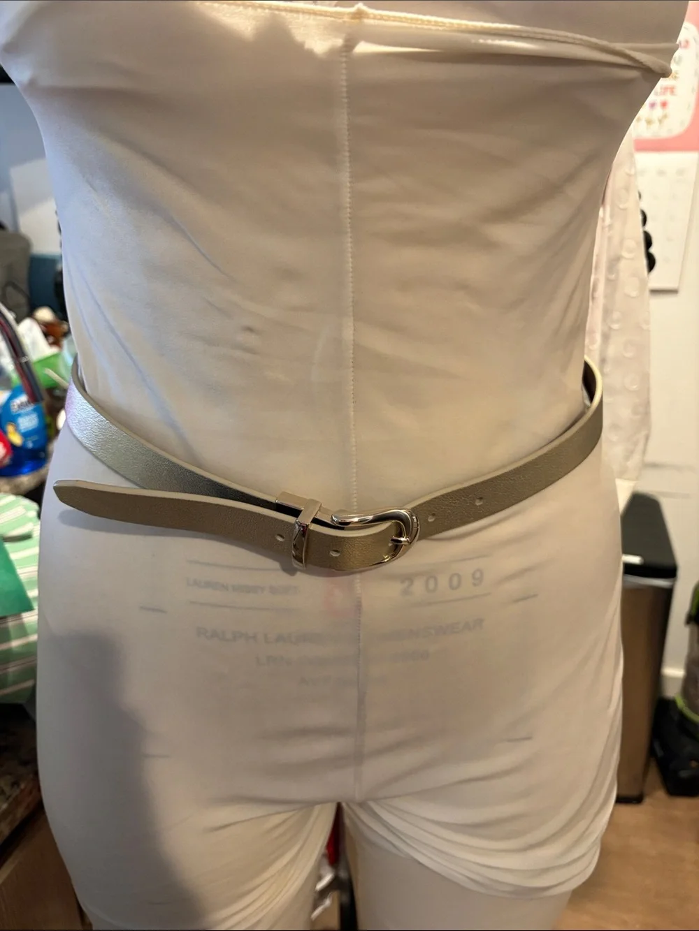 Talbots Taupe Leather Belt with Silver-Tone Buckle